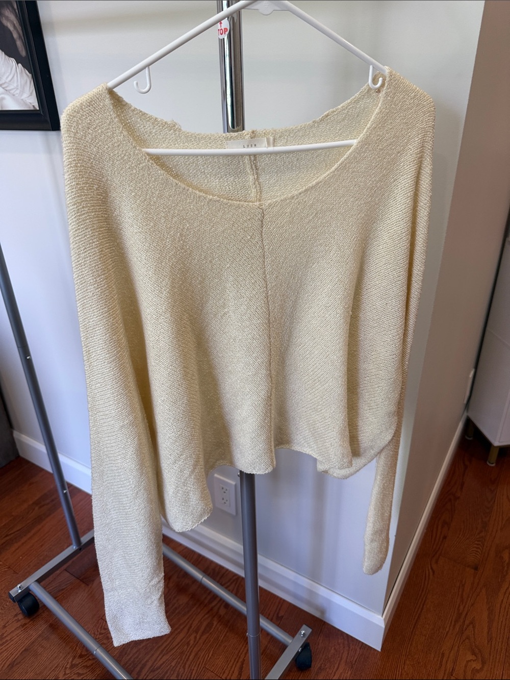 Lush Cream Lightweight Knit Scoop Neck Sweater